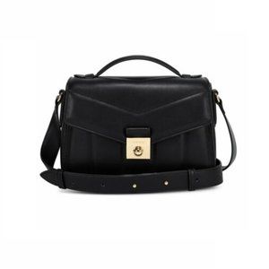 Nine West Women's Lux Lock Crossbody Magnetic Snap Short Handle Bag - Black